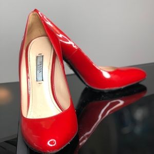 Red patent genuine women’s Prada heels